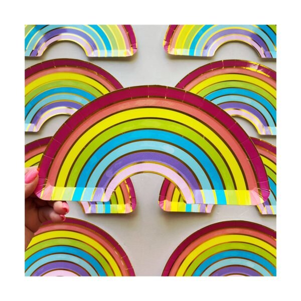 Pack Plato forma "Arcoiris metalico mediano" x 10 unidades