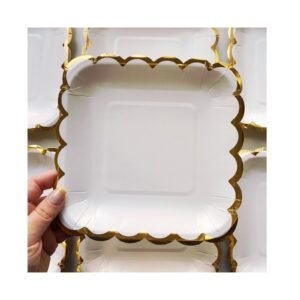 Pack Plato “Blanco Scallop Cuadrado” x8 unidades