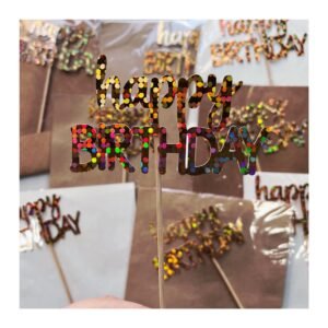 Pack Toper "Happy Birthday Tornasol Gold" x unidad