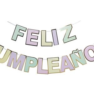 Banderin “Feliz Cumpleaños Letra Pastel borde Oro” x unidad