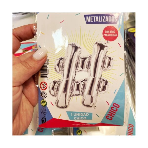 Globo forma “Hashtag Plateado” x unidad (blister)