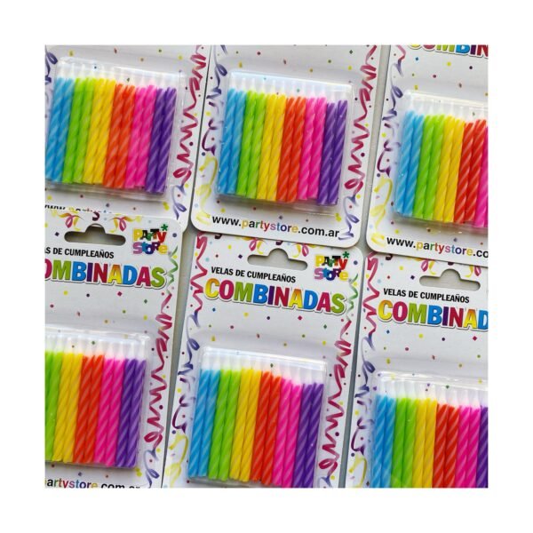 Pack Velitas 6cm. “Combinadas Multicolores" - Blister x12 unidades - Imagen 2