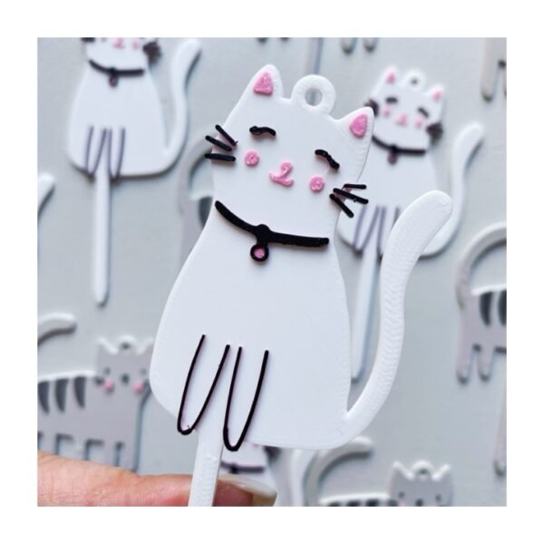 Toper / Llavero "Gatita Blanca con collar" x unidad