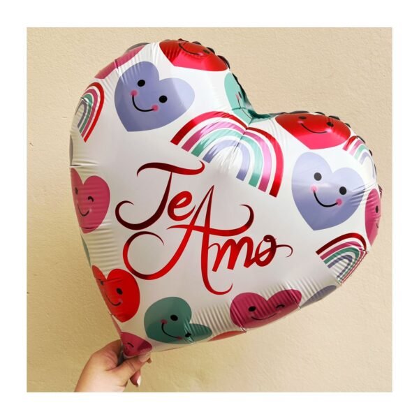 Globo Forma “Corazon blanco con corazones caritas” x unidad