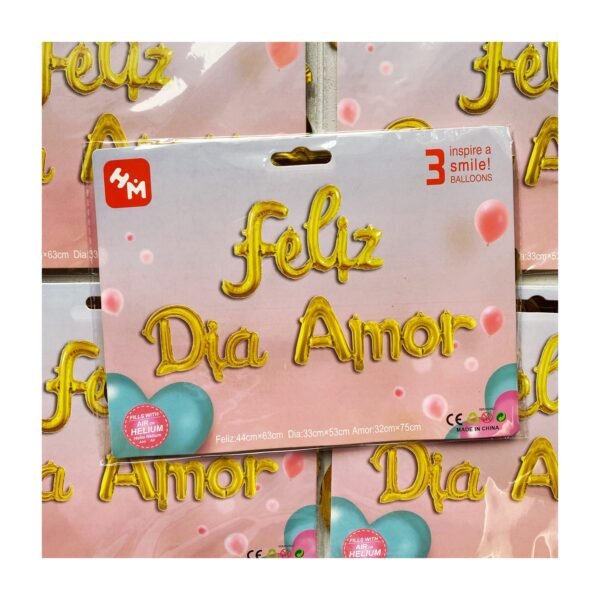 Set Globo frase “Feliz día Amor dorado” x unidad