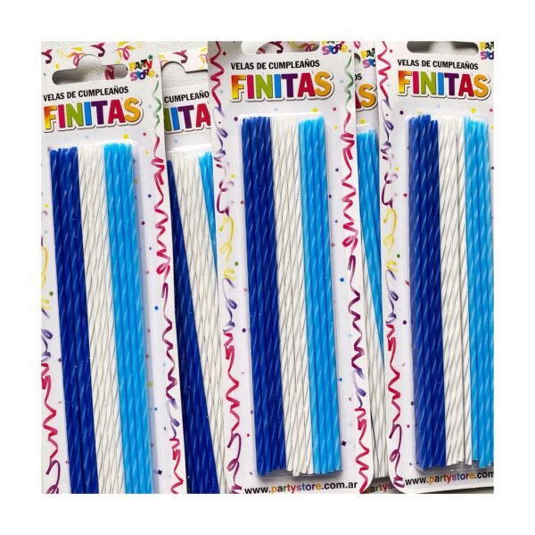 Blíster “Velas Finitas Mix Azules Torneadas” x 24 unidades