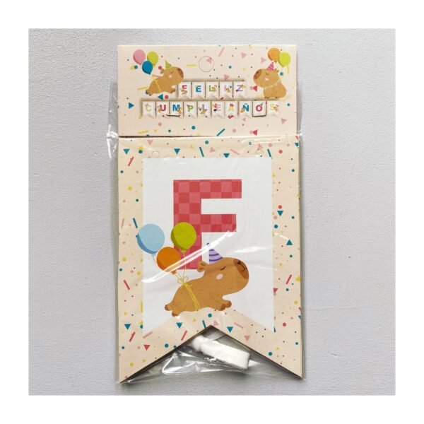 Banderin “Frase Feliz Cumpleaños Capibara” x unidad