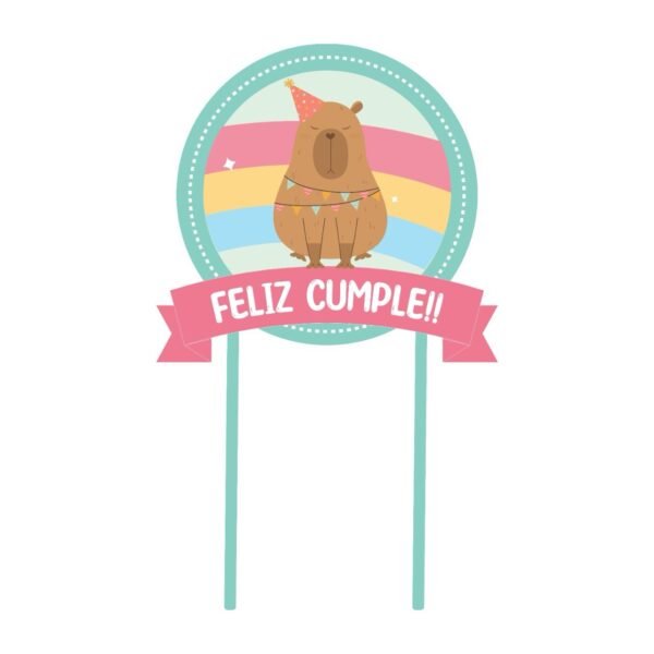 Cake Toper “Capibara Cumpleañero” x unidad
