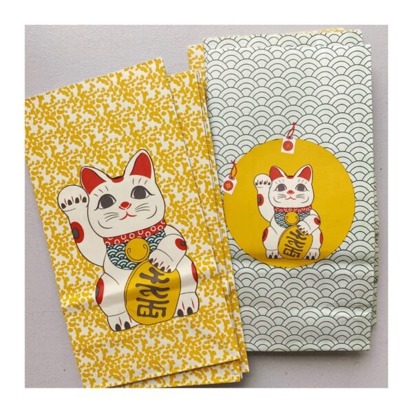 Bolsita de papel Diseño “Gatito de la suerte” x10 unidades