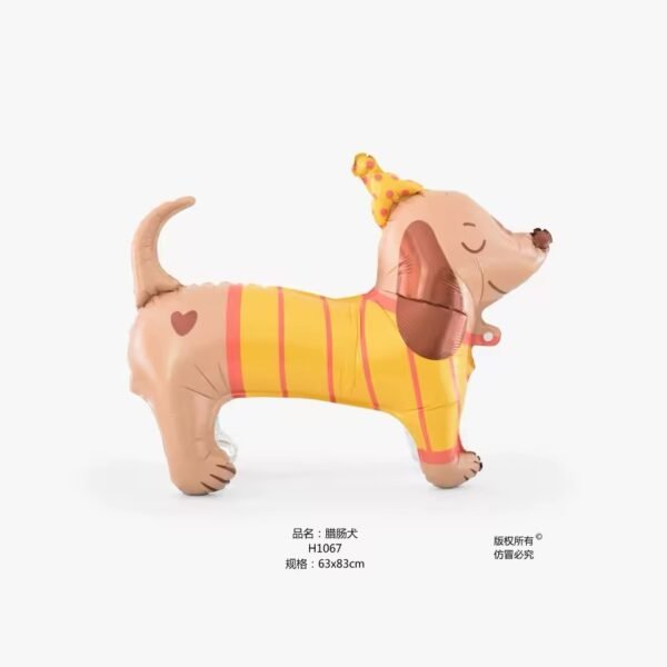 Globo forma “Perrito Salchicha con ropa Amarilla” x unidad - Imagen 2