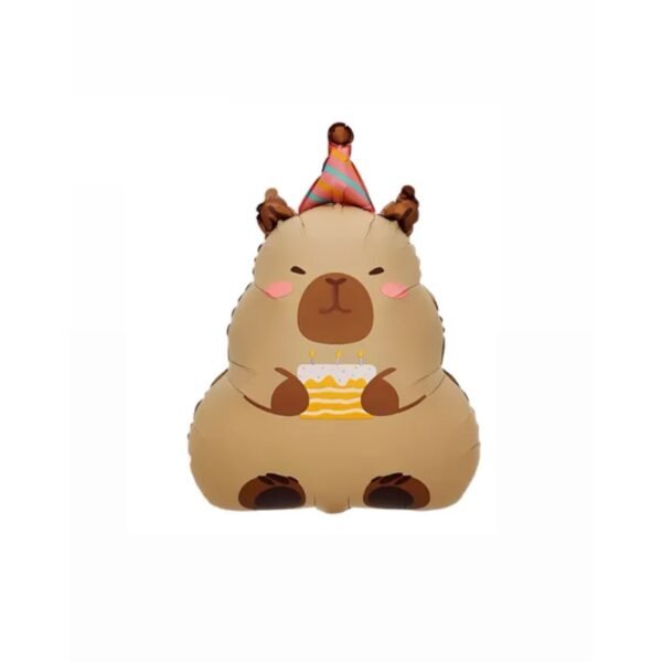 Globo forma “Mini Capibara con Pastel de cumpleaños” x unidad
