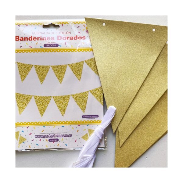 Banderin “Triangulo Dorado Glitter” x unidad