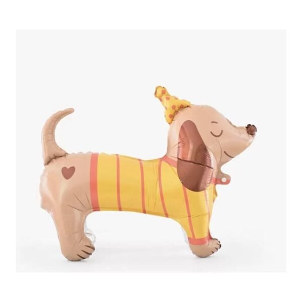 Globo forma “Perrito Salchicha con ropa Amarilla” x unidad