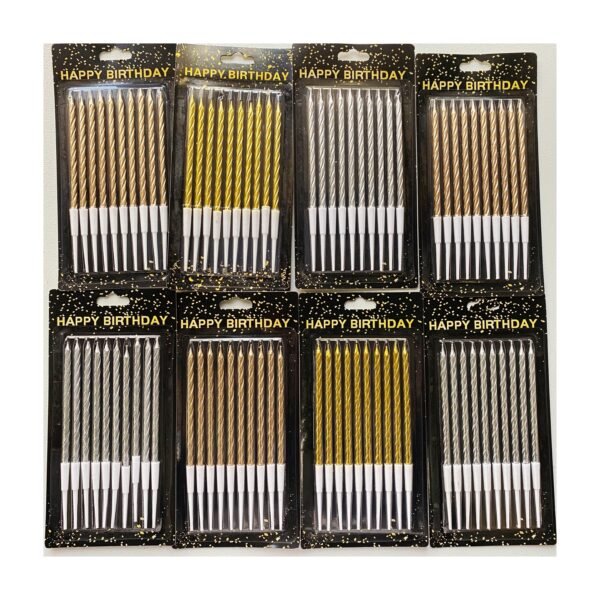 Pack Blister Vela “Metal Torneada Plata” x10 unidades - Imagen 2