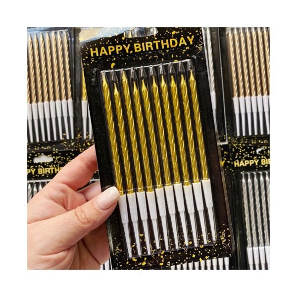 Pack Blister Vela “Metal Torneada Dorada” x10 unidades