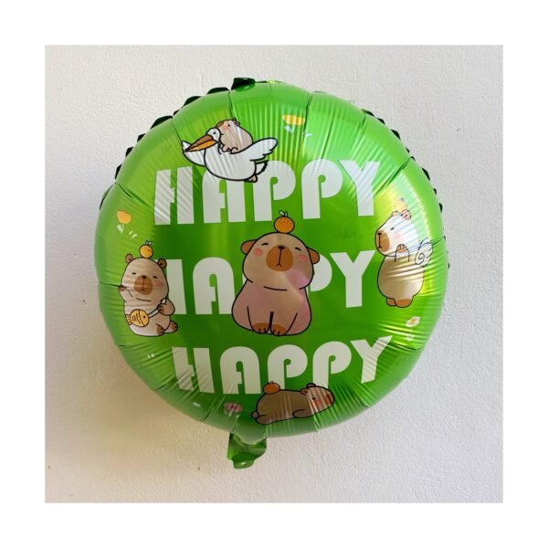 Globo Redondo “Capibara Happy verde manzana” x unidad