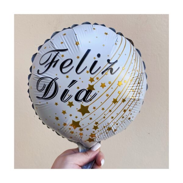 Globo Redondo Mini “Feliz Día blanco con Estrellitas” x unidad