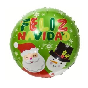 Globo Redondo “Feliz Navidad Santa/Muñeco Nieve ” x unidad