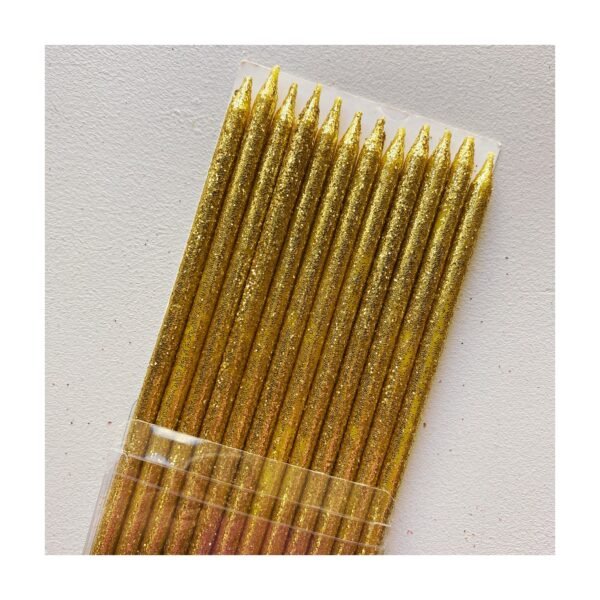 Pack Vela Finita premium “Gliter Dorada” x12 unidades