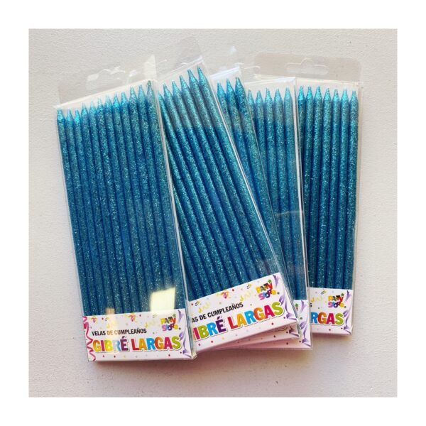 Pack Vela Finita premium “Gliter Turquesa” x12 unidades - Imagen 2
