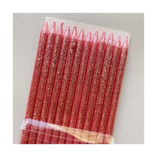 Pack Vela Finita premium “Gliter Rosa” x12 unidades