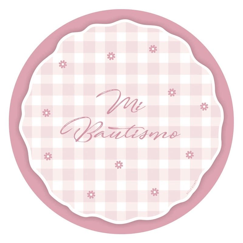 Pack Plato de Sitio "Bautismo Rosa” x6 unidades