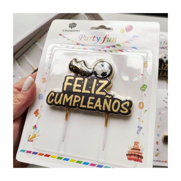 Vela frase “Feliz Cumpleaños Futbol” x unidad