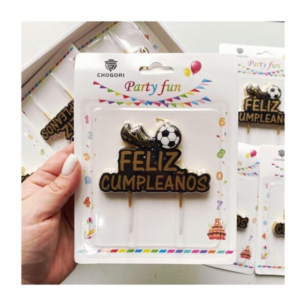 Vela frase “Feliz Cumpleaños Futbol” x unidad - Imagen 2