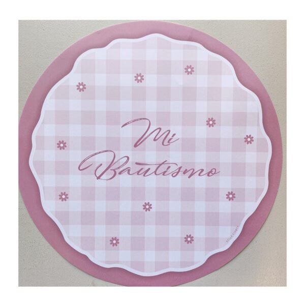 Pack Plato de Sitio "Bautismo Rosa” x6 unidades