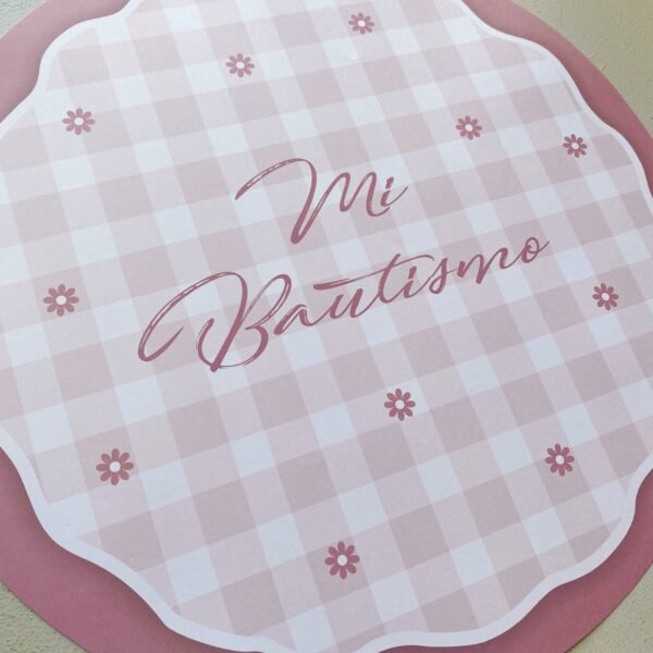 Pack Plato de Sitio "Bautismo Rosa” x6 unidades - Imagen 2