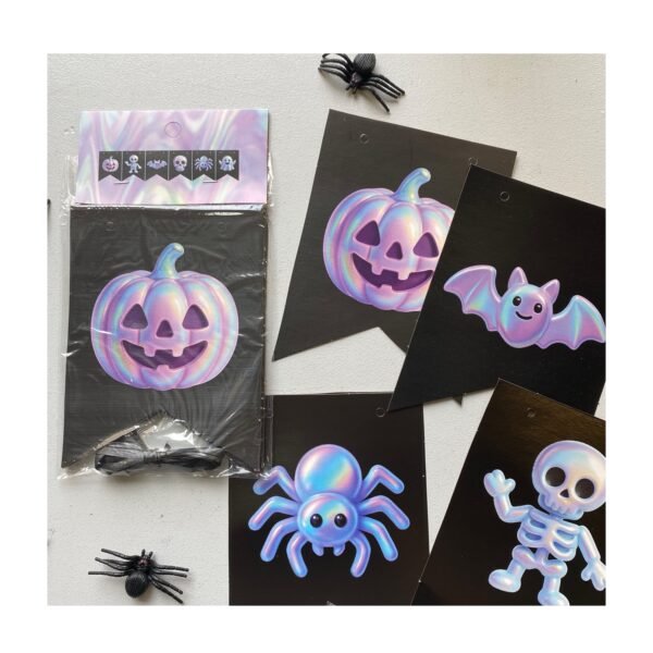 Banderín “Halloween Negro Tornasol” x unidad