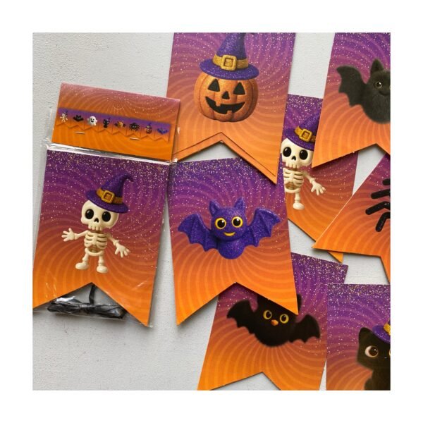 Banderín “Halloween Naranja 3D” x unidad - Imagen 3