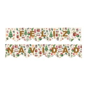 Banderín “Navideño con fondo color crema” x8 unidades