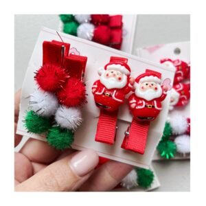 Pack “Hebilla Pinza Pompón / Santa” x4 unidades