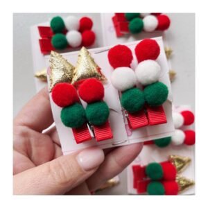 Pack “Hebilla Pinza Pompón / Pino Dorado” x4 unidades