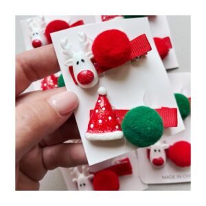 Pack “Hebilla Pinza Navideña Objetos Glitter x2”