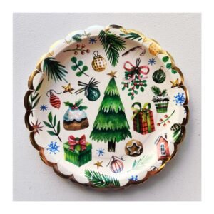 Pack Plato “Diseño Navideño fondo crema” x8 unidades