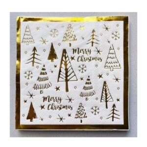 Pack Servilleta Premium “Arbolitos Navidad Gold” x12 unidades