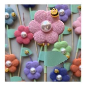 Pack Vela Forma “Flor con Hojita y Abejita” x5 unidades