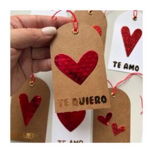 Tag “Corazón Metálico con relieve y Frase” x unidad