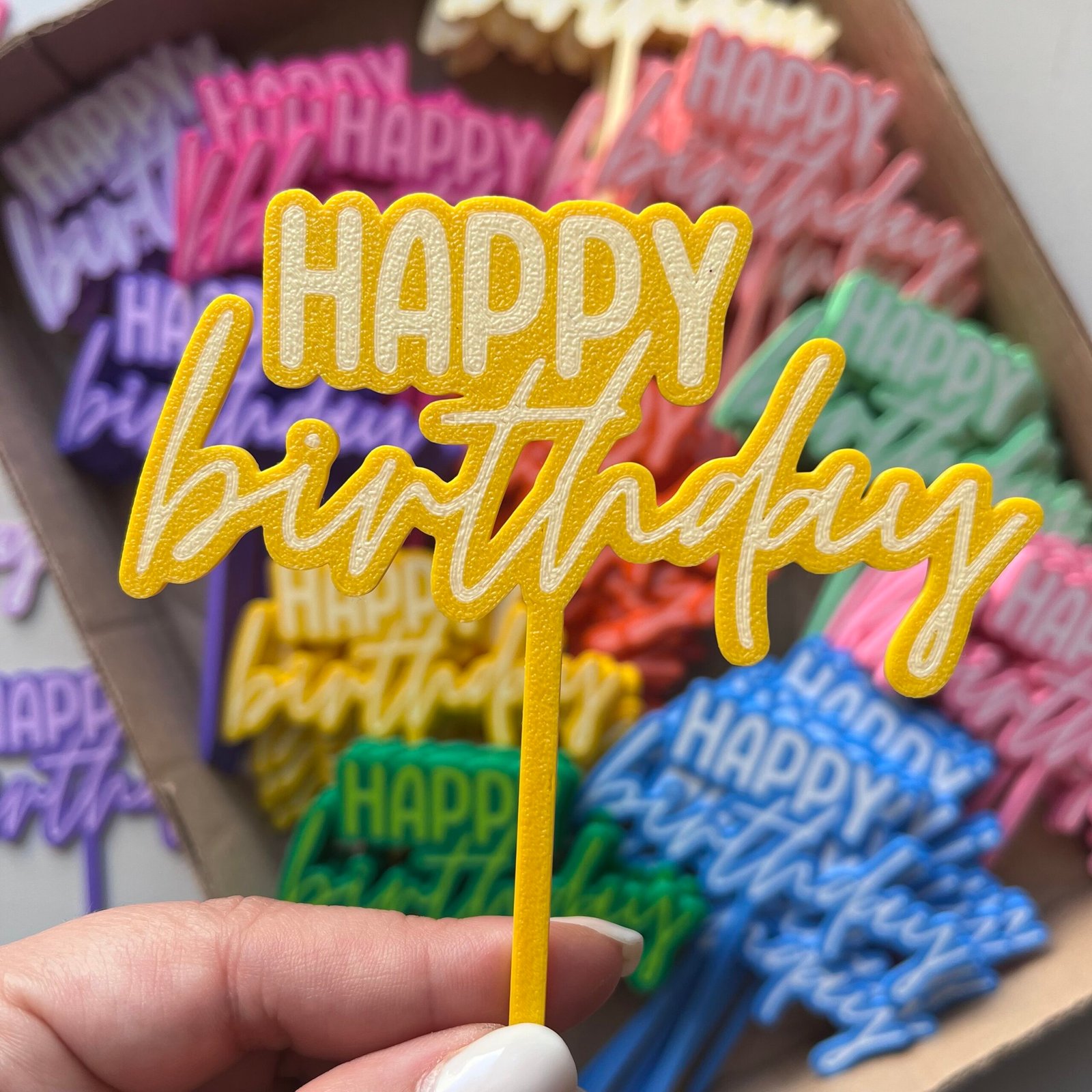 Toper “Happy Birthday Bi Color” x unidad - Imagen 12