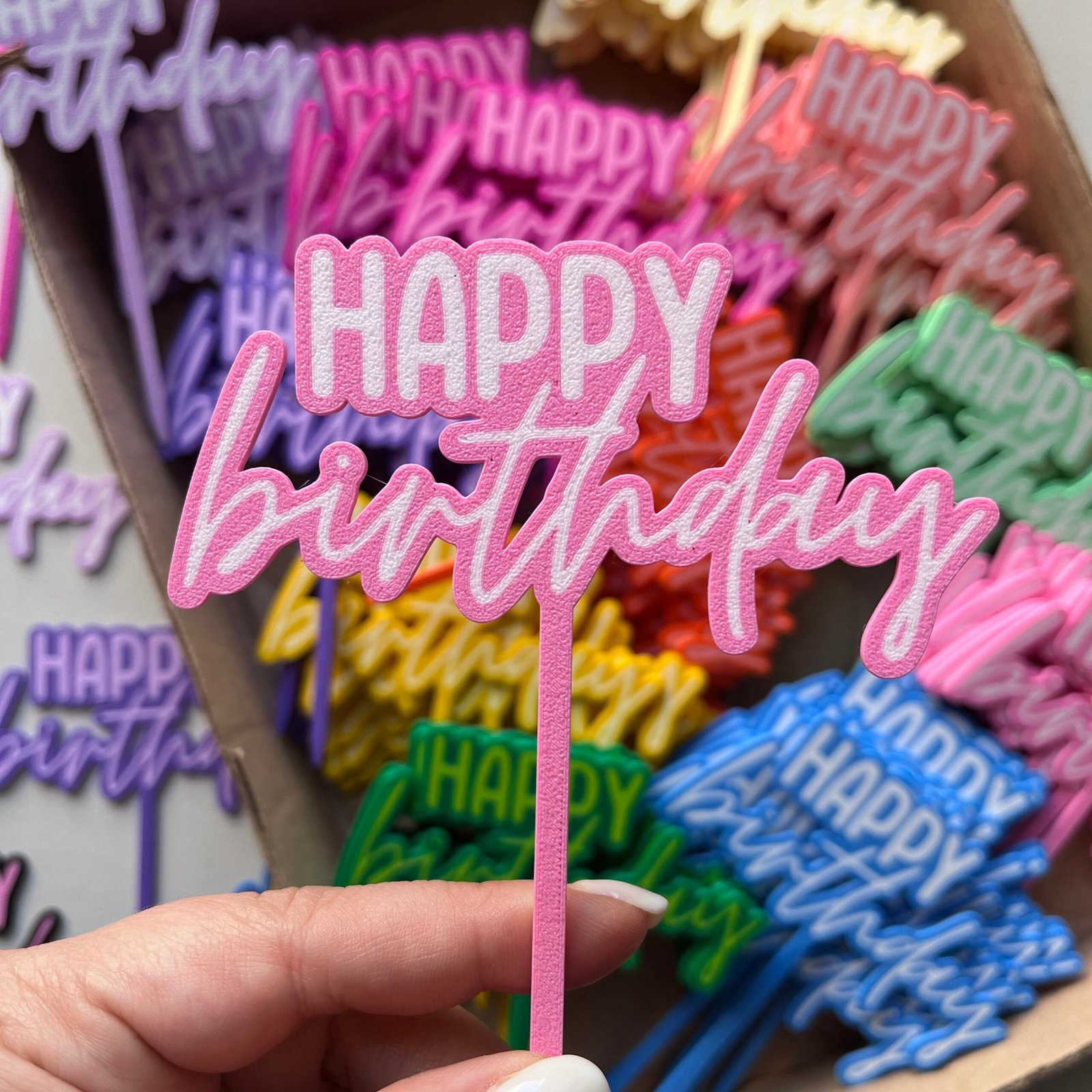 Toper “Happy Birthday Bi Color” x unidad - Imagen 3