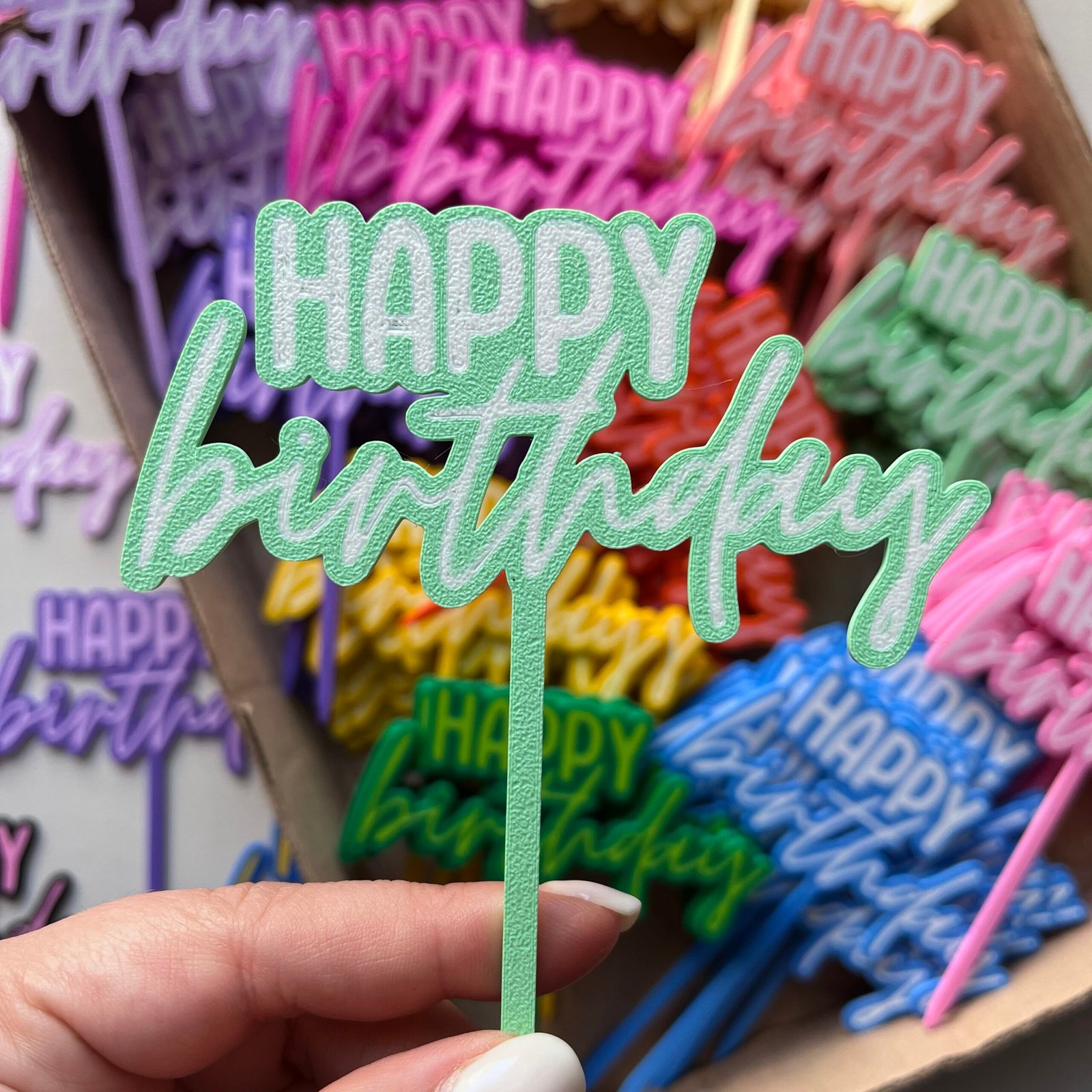 Toper “Happy Birthday Bi Color” x unidad - Imagen 8