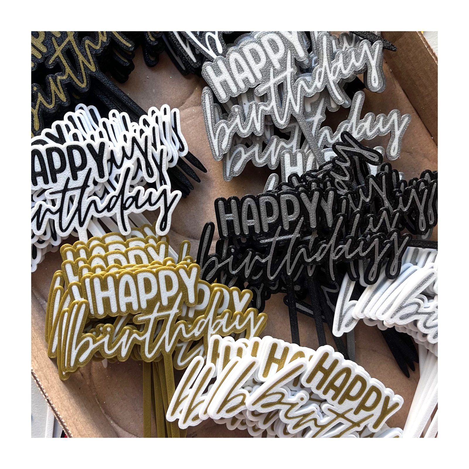 Toper “Happy Birthday Bi Color” x unidad - Imagen 5