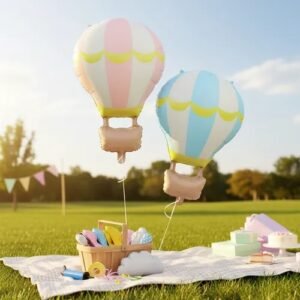 Globo forma “Globo Aerostático Celeste pastel” x unidad