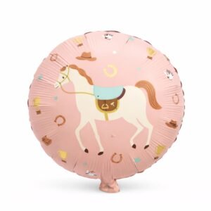 Globo Redondo “Caballito Vaquera fondo Rosa” x unidad