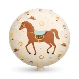 Globo Redondo “Caballito Vaquera fondo Beige” x unidad