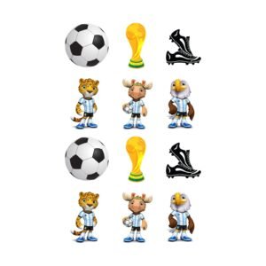 Plancha Sticker “Mascota Mundial 2026 con Camiseta Argentina / Modelo troquelado Contorno” x12 unidades