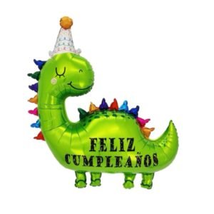 Globo Forma “Dino Bonete frase Feliz Cumpleaños” x unidad