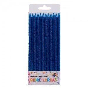 Pack Vela Finita premium “Gliter Azul” x12 unidades